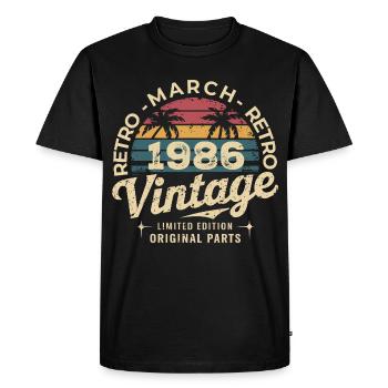 Né en Mars 1986 édition 1986 Vintage March 1986 - T-shirt Premium bio Homme - noir - Devant - Nico (187cm)