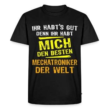 Don du technicien en mécatronique - T-shirt Premium bio Homme - noir - Devant - Nico (187cm)