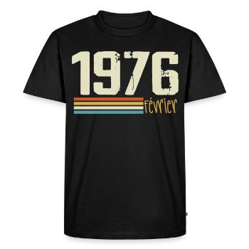 Février 1976 - Février 1976 Anniversaire 1976 - T-shirt Premium bio Homme - noir - Devant - Nico (187cm)