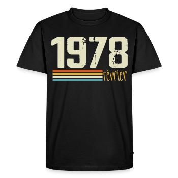 Février 1978 - Février 1978 Anniversaire 1978 - T-shirt Premium bio Homme - noir - Devant - Nico (187cm)