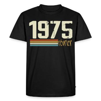 Février 1975 - Février 1975 Anniversaire 1975 - T-shirt Premium bio Homme - noir - Devant - Nico (187cm)