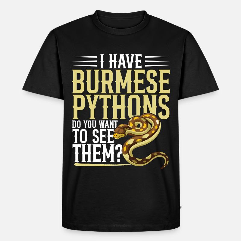 Burmesische Python HDE Schlangen-Stofftier-Reptil - Männer Premium Bio T-Shirt - Schwarz