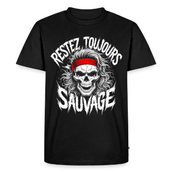 Stay Wild Skull - Men's Premium Organic T-Shirt - black - Front - Nico (187cm)
