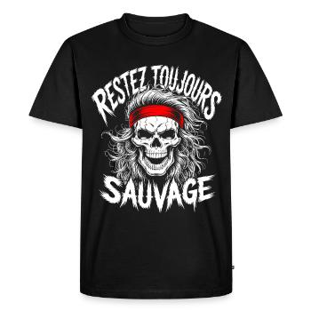 Stay Wild Always Skull - Men's Premium Organic T-Shirt - black - Front - Nico (187cm)