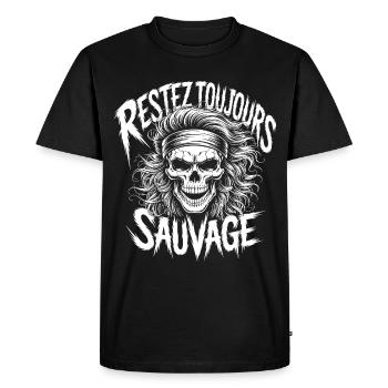 Stay Wild Always Skull - Men's Premium Organic T-Shirt - black - Front - Nico (187cm)