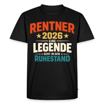 Cadeau d’adieu pour la retraite Légende 2026 - T-shirt Premium bio Homme - noir - Devant - Nico (187cm)