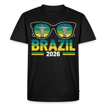 Brésil 2026 Lunettes de soleil Christ Rédempteur - T-shirt Premium bio Homme - noir - Devant - Nico (187cm)