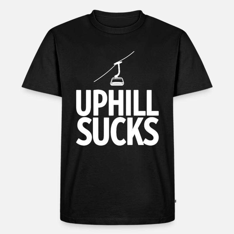 Uphill Sucks Sessellift Wintersport Statement - Männer Premium Bio T-Shirt - Schwarz