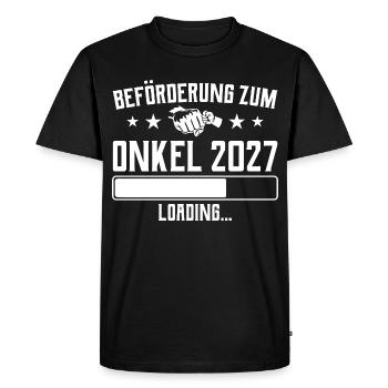 Cadeau de grossesse promotionnel Oncle 2027 - T-shirt Premium bio Homme - noir - Devant - Nico (187cm)