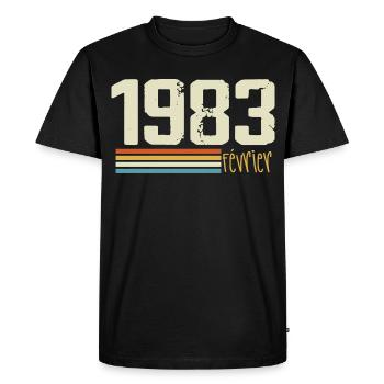 Février 1983 - Février 1983 Anniversaire 1983 - T-shirt Premium bio Homme - noir - Devant - Nico (187cm)