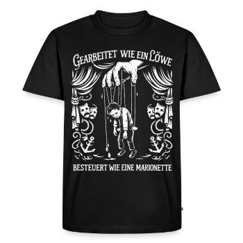 Worked like a lion - Men's Premium Organic T-Shirt - black - Front - Nico (187cm)