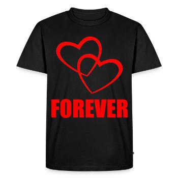 FOREVER – Heart Design for Couples & True Love - Men's Premium Organic T-Shirt - black - Front - Nico (187cm)