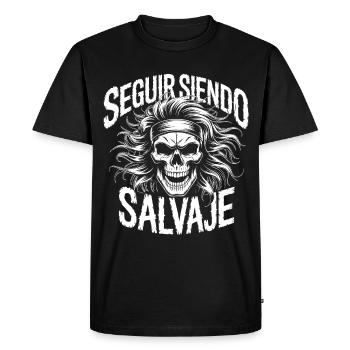 Crâne sauvage et lettres d’impact - T-shirt Premium bio Homme - noir - Devant - Nico (187cm)