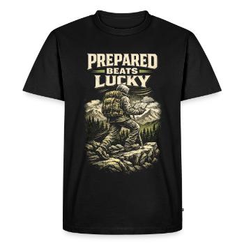 Préparateur Survivaliste Préparé bat Chance - T-shirt Premium bio Homme - noir - Devant - Nico (187cm)
