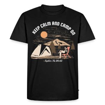 Restez calmes et campez sur des campings amusants - T-shirt Premium bio Homme - noir - Devant - Nico (187cm)