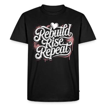 T-shirt Motivation Persévérance – Puissance & Concentration - T-shirt Premium bio Homme - noir - Devant - Nico (187cm)