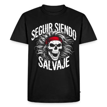 Crâne sauvage avec bandana - T-shirt Premium bio Homme - noir - Devant - Nico (187cm)