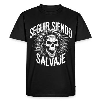 Crâne sauvage en blanc - T-shirt Premium bio Homme - noir - Devant - Nico (187cm)
