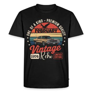 Cadeau Anniversaire Rétro Vintage de Février 1974 - T-shirt Premium bio Homme - noir - Devant - Nico (187cm)