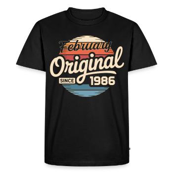 Février 1986 Cadeau d’anniversaire Février 1986 - T-shirt Premium bio Homme - noir - Devant - Nico (187cm)