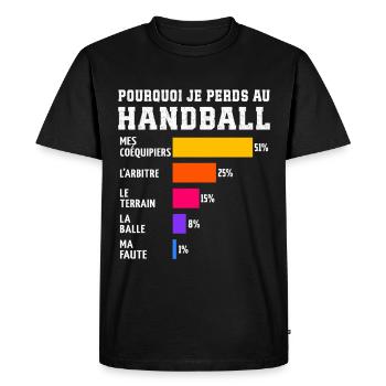 Why I Lose at Handball - Men's Premium Organic T-Shirt - black - Front - Nico (187cm)