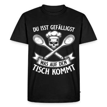You eat what's on the table - Koch Totenkopf - Men's Premium Organic T-Shirt - black - Front - Nico (187cm)