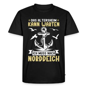 Grand-père, la maison de retraite peut attendre, doit aller à Norddeich - T-shirt Premium bio Homme - noir - Devant - Nico (187cm)