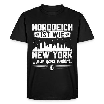 Norddeich, c'est comme New York, mais complètement différent. - T-shirt Premium bio Homme - noir - Devant - Nico (187cm)