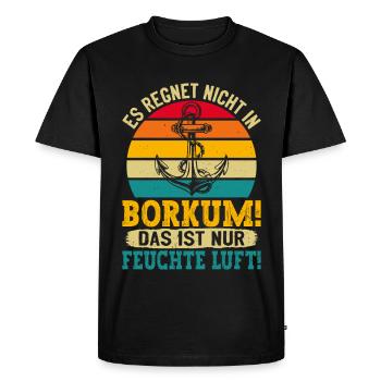 Île de Borkum IL NE PLEUT PAS À BORKUM Des choses drôles - T-shirt Premium bio Homme - noir - Devant - Nico (187cm)