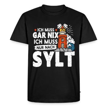 Vacances en mer du Nord N’A RIEN À FAIRE, IL SUFFIT D’ALLER À SYLT - T-shirt Premium bio Homme - noir - Devant - Nico (187cm)