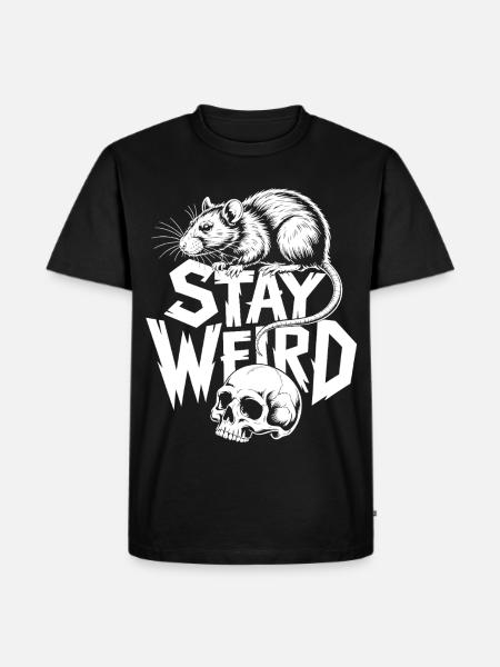 Stay Weird Ratte und Skull - Männer Premium Bio T-Shirt - Schwarz