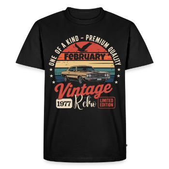 Cadeau Anniversaire Rétro Vintage de Février 1977 - T-shirt Premium bio Homme - noir - Devant - Nico (187cm)
