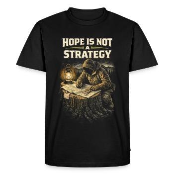 L’espoir survivaliste du Prepper n’est pas une stratégie - T-shirt Premium bio Homme - noir - Devant - Nico (187cm)