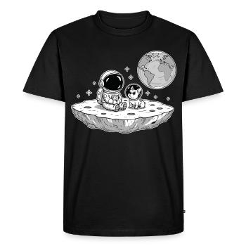Astronaute Chien Bouledogue Espace - T-shirt Premium bio Homme - noir - Devant - Nico (187cm)