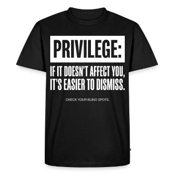 Privilege Quote Check Your Blind Spots - Men's Premium Organic T-Shirt - black - Front - Nico (187cm)