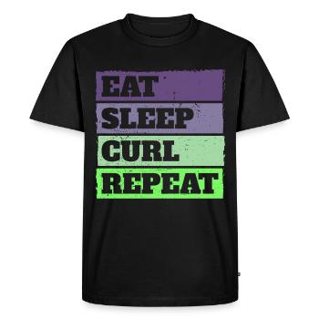 Eat Sleep Curl Repeat Retro Vintage Sport Look - Men's Premium Organic T-Shirt - black - Front - Nico (187cm)