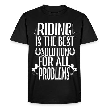 Horse riding is the best solution to all problems. - Men's Premium Organic T-Shirt - black - Front - Nico (187cm)