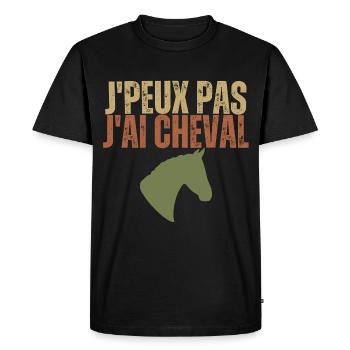 J'peux pas j'ai cheval - T-shirt Premium bio Homme - noir - Devant - Nico (187cm)