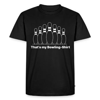 Inscription sur la chemise de bowling - T-shirt Premium bio Homme - noir - Devant - Nico (187cm)