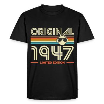 Original 1947 Vintage Retro Tee - T-shirt Premium bio Homme - noir - Devant - Nico (187cm)