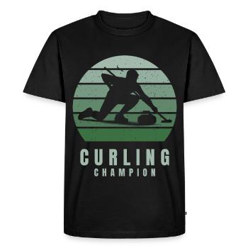 Champion de curling Sports d’hiver rétro vintage - T-shirt Premium bio Homme - noir - Devant - Nico (187cm)