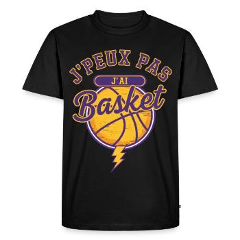 J'peux pas J'ai Basket - T-shirt Premium bio Homme - noir - Devant - Nico (187cm)