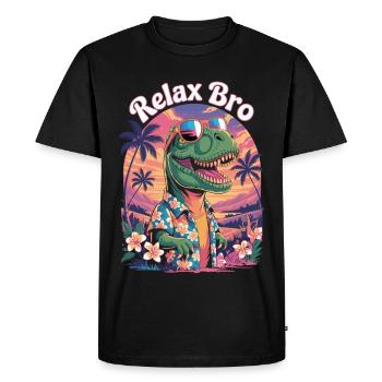 Dinosaur Hawaiian Shirt – Beach Shirt - Men's Premium Organic T-Shirt - black - Front - Nico (187cm)