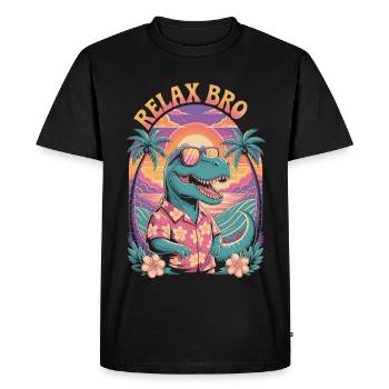 Relax Bro Dino Shirt – Summer Vibes - Men's Premium Organic T-Shirt - black - Front - Nico (187cm)