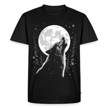 Wolf, Moon, Nature, Wilderness, Animal - Men's Premium Organic T-Shirt - black - Front - Nico (187cm)
