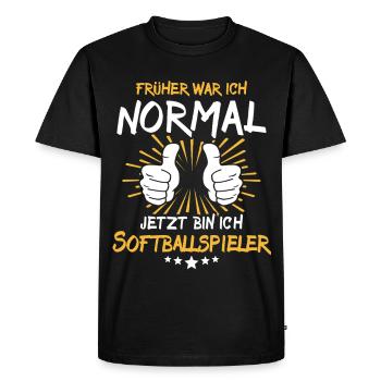 Un joueur de softball qui dit - T-shirt Premium bio Homme - noir - Devant - Nico (187cm)
