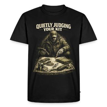 Prepper Survivalist Judging Your Kit - Men's Premium Organic T-Shirt - black - Front - Nico (187cm)