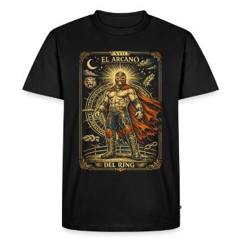 Lucha Libre Luchador Tarot Card - T-shirt Premium bio Homme - noir - Devant - Nico (187cm)
