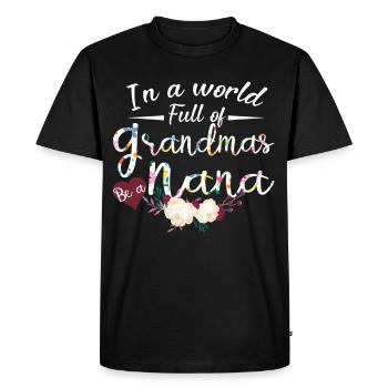Cadeau de la chemise fleurie de grand-mère pour la fête des mères de grand-mère - T-shirt Premium bio Homme - noir - Devant - Nico (187cm)