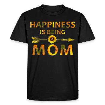 Le bonheur, c’est être maman – Fête des mères tournesol - T-shirt Premium bio Homme - noir - Devant - Nico (187cm)